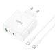 Мережеве зарядне (ЗЗП) Hoco N30 Glory PD65W (2Type-C/1USB) + Type-C to Type-C Білий - зображення 2