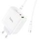 Мережеве зарядне (ЗЗП) Hoco N30 Glory PD65W (2Type-C/1USB) + Type-C to Type-C Білий - зображення 3