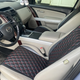 Накидки для авто з екошкіри, Чорні з подвійним червоним рядком, Стандарт, Повний комплект - зображення 1