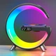 Настільна смарт лампа-нічник RGB G-63/ART-2663 з бездротовою зарядкою будильник портативна колонка Bluetooth-динамік Чорна - зображення 4