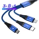 Кабель зарядки и синхронизации MicroUSB, Type-C, Lightning TOPK AN24 3 в 1 Blue - изображение 1