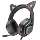 Ігрові навушники з вушками Hoco W107 Cute cat luminous cat ear gaming headphones Phantom Чорно-Рожевий - изображение 1