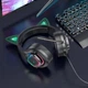 Ігрові навушники з вушками Hoco W107 Cute cat luminous cat ear gaming headphones Phantom Чорно-Зелений - изображение 3