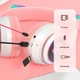 Наушники c кошачьими ушками CAT BL 4.2 c RGB подсветкой и MP3 плеером MicroSD, FM Розовые+Карта памяти 32Gb - изображение 3