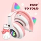 Наушники c кошачьими ушками CAT BL 4.2 c RGB подсветкой и MP3 плеером MicroSD, FM Розовые+Карта памяти 32Gb - изображение 4