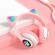 Наушники c кошачьими ушками CAT BL 4.2 c RGB подсветкой и MP3 плеером MicroSD, FM Розовые+Карта памяти 32Gb - изображение 6