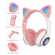 Наушники c кошачьими ушками CAT BL 4.2 c RGB подсветкой и MP3 плеером MicroSD, FM Розовые+Карта памяти 32Gb - изображение 7