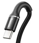 Кабель Type-C с оплеткой Baseus halo (3A) 1m Black - изображение 2