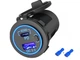 Зарядний адаптер MotoChina QC 3.0 Type-C+PD 65w та кнопкою 12-24V Blue (10366) - зображення 2