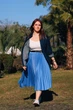 Спідниця Uniqlo SATIN PLEATED розмір S блакитна (456442) - изображение 10