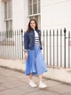 Спідниця Uniqlo SATIN PLEATED розмір S блакитна (456442) - изображение 11
