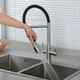 Смеситель для кухни на две воды Gappo G4399-75 гибкий излив нержавеющая сталь сатин/черный - изображение 2
