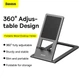Держатель для телефонов и планшетов Baseus LUKP000013 Foldable Metal Desktop Holder |6.7-12.9"|grey - изображение 16