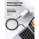 Дата кабель USB 2.0Type-C to Type-C 3.0m 5A 100W US316 Black Ugreen (90120) - изображение 2