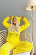Піжама жіноча тепла махрова Pijamoni Meow (кофта з довгим рукавом + штани) S/M жовта - зображення 4