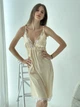 Нічна сорочка жіноча з атласу та мережива Felisiya Lingerie Золотистий 40-з L (2000000606019) - зображення 9