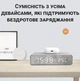 Настольные часы с беспроводной зарядкой 3 в 1 BELUCK WCCQi1 с белой подсветкой светодиодной LED, зеркальные, с будильником, датой и термометром (BLWCCQi1) - изображение 4