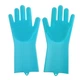 Универсальные перчатки для кухни с щеткой KITCHEN GLOVES 5511 силиконовые, Голубые - изображение 1