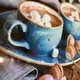 Кухонный фартук на стену самоклеющийся Зефир Голубые чашки (для кухни наклейка ПВХ скинали) кофе сладости 60х200 см - изображение 2