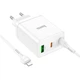 Адаптер сетевой Hoco Type-C to Lightning Cabel Start three-port charger N33 |1USB/2Type-C, PD/QC, 35W/3A| белый - изображение 2