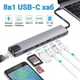USB Type-C Хаб перехідник концентратор для MacBook Kerui 8 в 1 HDMI SD TF RJ45 - зображення 4