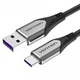 Кабель Vention 2м USB-Type-C 40Вт (4А/10В) 480 Мбит/с USB-A на USB-C Алюминиевый корпус для Быстрой Зарядки Черный - изображение 1