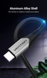 Кабель Vention 2м USB-Type-C 40Вт (4А/10В) 480 Мбит/с USB-A на USB-C Алюминиевый корпус для Быстрой Зарядки Черный - изображение 10