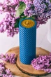 Медова велика еко свічка з вощини 18.5*6см синьо жовтого кольору - изображение 2