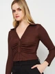 Блузка женская Stradivarius 6204/402/400 M Коричневая (SZ06204402400039) - изображение 4