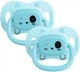Пустышка силиконовая с поворотной базой Bebe Confort Minimalistic Animals 18-36 месяцев 2 шт Синяя (3104202030) - изображение 1