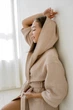 Халат женский вафельный COSY с капюшоном XL беж 202 - изображение 5