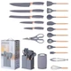 Набор кухонных принадлежностей Kitchenware Set 19 предметов (ножи, аксессуары, подставка) серый - изображение 2
