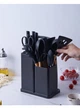 Набір кухонного приладдя Kitchenware Set 19 предметів (ножі, аксесуари, підставка) чорний - зображення 4