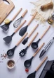 Набір кухонного приладдя Kitchenware Set 19 предметів (ножі, аксесуари, підставка) чорний - зображення 7