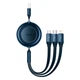 Кабель Baseus Bright Mirror 2 Series Retractable 3-in-1 Fast Charging Data Cable USB to M+L+C 3.5A (CAMJ010003) 1.1m Blue - изображение 1