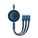 Кабель Baseus Bright Mirror 2 Series Retractable 3-in-1 Fast Charging Data Cable USB to M+L+C 66W (CAMJ010103) 1.1m Blue - зображення 1