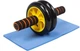 Ролик колесо для преса EasyFit Ab Wheel Double EF-1352-Y подвійний з килимком (тренажер гімнастичний для м'язів пресу) Жовтий (56001534) - зображення 1