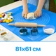 Комплект килимок силіконовий для розкачування тіста, випічки та заморожування напівфабрикатів 81х61 см і ніж пластиковий Блакитний - зображення 4