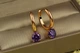 Сережки Xuping Jewelry кільце з фіолетовим каменем 2.1 см золотисті - зображення 1