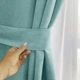 Короткі світлі однотонні штори для кухні Adagio Windows Decor у розмірах 1,4 х1,7м -2шт, щільні мятні фіранки з підхватами - изображение 2
