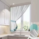 Короткий білий тюль з мятно-голубою окантовкою для кухні Adagio Windows Decor у розмірах 2,8 х1,6м, легка кухонна штора з підхватом - изображение 1