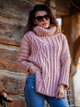 Sweter z golfem damski luźny Awama A477 1220688 One Size Różowy (5902360564916) - obraz 11