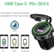 Швидка врізна зарядка USB в машину Quick Charge 3.0 USB + PD Type-C 12В-24В, QC 3.0, 36Вт, Зелена (31389) - зображення 5
