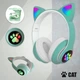 Беспроводные наушники с кошачьими ушками Cat STN-28 с микрофоном и FM радио + AUX, Light green - изображение 6