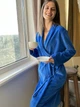 Халат женский велюровый удлиненный с длинными рукавами Felisiya Lingerie Синий 69-д-061 S (2000011143015) - изображение 2