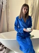 Халат женский велюровый удлиненный с длинными рукавами Felisiya Lingerie Синий 69-д-061 S (2000011143015) - изображение 7