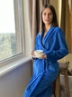 Халат женский велюровый удлиненный с длинными рукавами Felisiya Lingerie Синий 69-д-061 S (2000011143015) - изображение 9