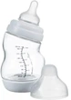 Скляна пляшечка Difrax S-bottle Wide Антиколікова з силіконовою соскою Біла 200 мл (3331FE) - зображення 1