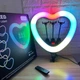 Набор блогера Кольцевая лампа светодиодная в форме сердца на штативе 2м M-Light Heart RGB Led 48 с тремя держателями телефона и пультом, разноцветная подсветка для селфи+Микрофон+Bluetooth пульт - изображение 11