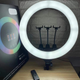 Большая кольцевая лампа светодиодная M-Light RGB Led 56см с тремя держателями телефона и пультом, разноцветная подсветка для селфи - изображение 8